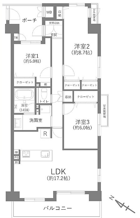 3LDK 間取り