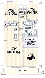 パレ平塚すみれ平四番館 3LDKの間取図画像