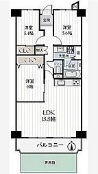 ローレルハイツ東天美 3LDKの間取図画像