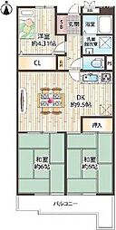 松原小川園ローレルコート 3LDKの間取図画像