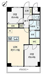 パシフィック浜町 2LDKの間取図画像