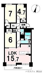 八乙女シティハウス 3LDKの間取図画像