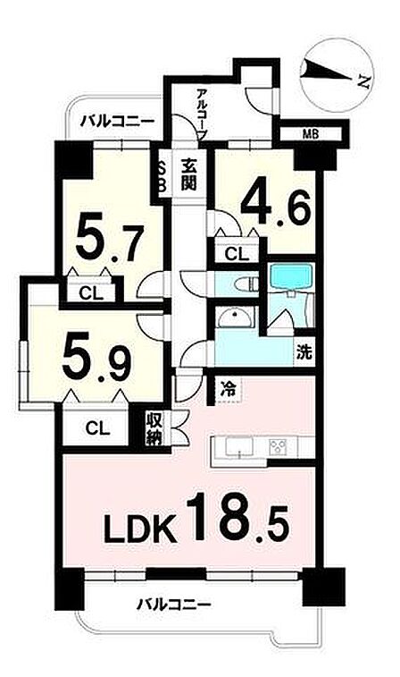 3LDK 間取り