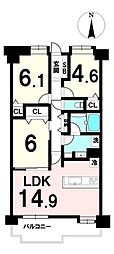 びゅうパルク南仙台 3LDKの間取図画像