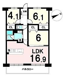 ライオンズマンション中倉第2 3LDKの間取図画像