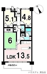 ロイヤルパレス東仙台 3LDKの間取図画像