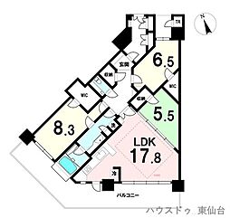 ライオンズタワー仙台広瀬 3LDKの間取図画像