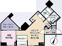 ベルドゥムール東京八丁堀 1LDKの間取図画像