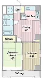 ビジデンス三慶 2DKの間取図画像