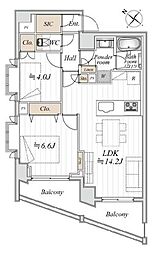 アクシルコート日本橋 2LDKの間取図画像