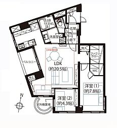 インペリアル広尾 2LDKの間取図画像