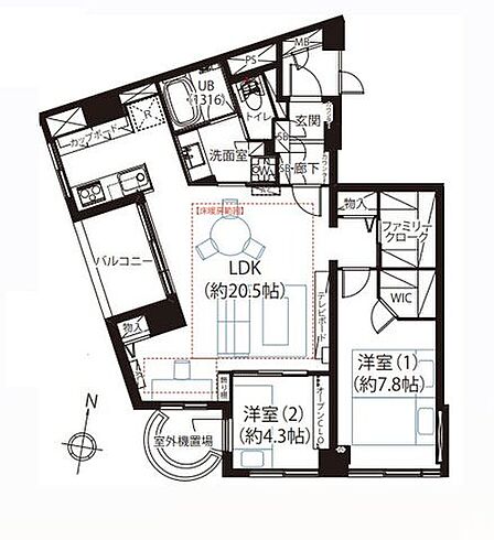 2LDK 間取り