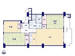 我孫子ビレジ2号棟 3LDKの間取図画像