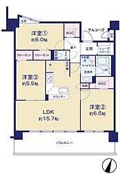 サンクレイドル東松戸 3LDKの間取図画像
