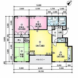 サンセレクト石山中央 3LDKの間取図画像