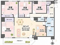 パールコート稲積公園前 4LDKの間取図画像