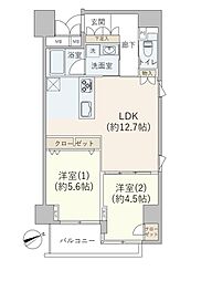 サンライズ浅草 2LDKの間取図画像