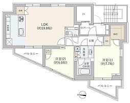 ロイヤルシーズン五反田プレミオ 2LDKの間取図画像