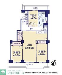 幕張ファミールハイツ4号棟 3LDKの間取図画像