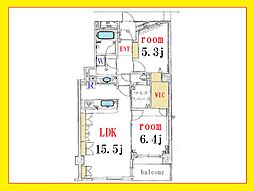 パークハウス代々木上原 2LDKの間取図画像