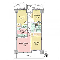 深沢パーク・ホームズ 3LDKの間取図画像