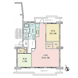 永山ハイツ2-1-5号棟 2LDKの間取図画像