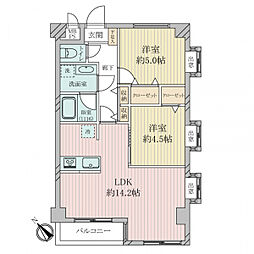 ライオンズマンション上野毛第3 2LDKの間取図画像