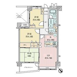 ライオンズプラザ井土ヶ谷第2 3LDKの間取図画像