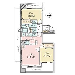 トゥールロワイヤル三軒茶屋 2LDKの間取図画像