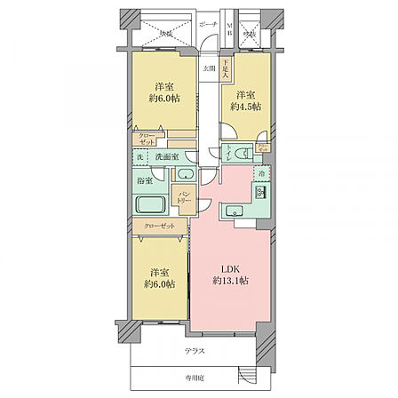 【間取り】3LDK+専用庭