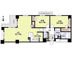 クレヴィア京都御所西 2LDKの間取図画像