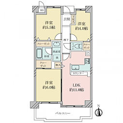 ヴェルドール芦屋 3LDKの間取図画像