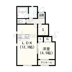 フェルーチェ2 1LDKの間取図画像