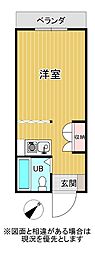 リバーヒルズパート1 1Kの間取図画像