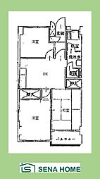 ライオンズマンション六ツ川A棟 2DKの間取図画像
