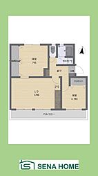 東逗子第二団地13号棟 2LDKの間取図画像