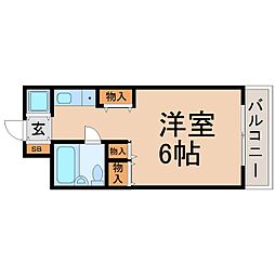パシフィック南武庫之荘 1Kの間取図画像