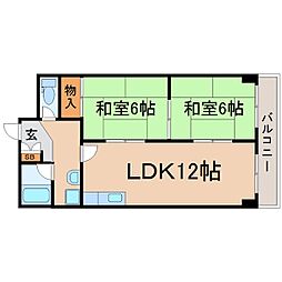 サンライズ南武庫之荘 2LDKの間取図画像