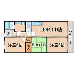 シャトー塚口B棟 3LDKの間取図画像