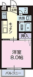 ラ・シャーンブル 1Kの間取図画像