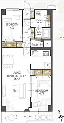 蕨サンハイツ 2LDKの間取図画像