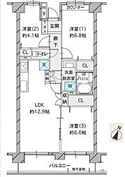 浦和常盤パークホームズ 3LDKの間取図画像