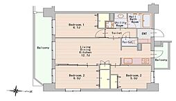 グーディッシュ大宮 3LDKの間取図画像