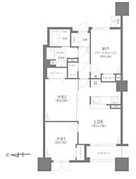 ラムザタワーA棟 2SLDKの間取図画像