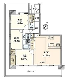 デュオコート武蔵浦和 3LDKの間取図画像