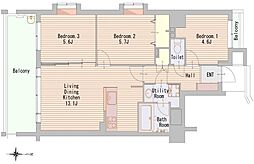浦和仲町ダイヤモンドマンション 3LDKの間取図画像