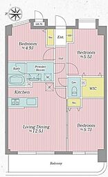ニッシンパレステージ浦和駒場公園 3LDKの間取図画像