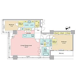 パークコート麻布十番ザ・タワー 2LDKの間取図画像