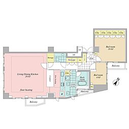 パークハウス赤坂氷川 2LDKの間取図画像