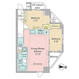 グローリオ高円寺 2LDKの間取図画像